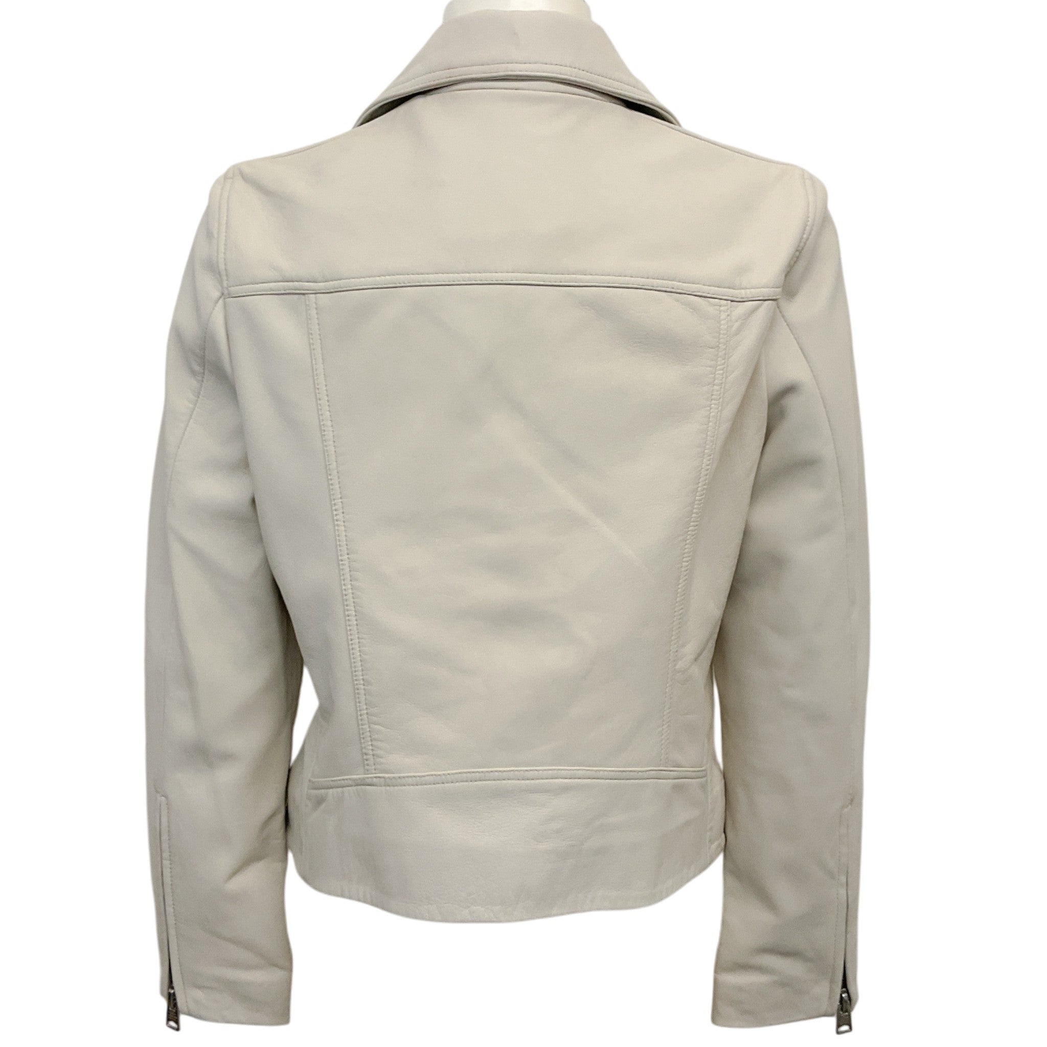 All Saints Ivory Leather Dalby Moto Jacket