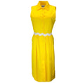 Load image into Gallery viewer, Moschino Couture Yellow / White Sleeveless Button Down Cotton Midi Dress

