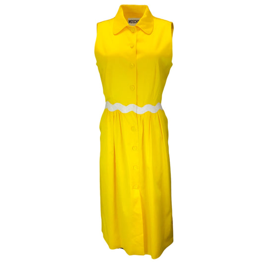 Moschino Couture Yellow Sleeveless Button-front Cotton Midi Dress