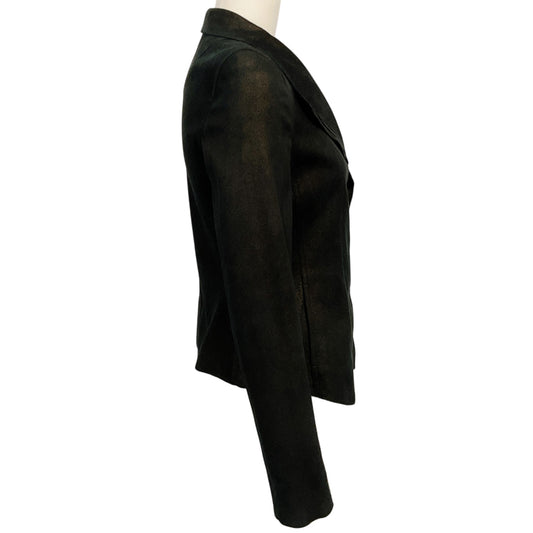 Akris Punto Bronze Metallic Leather Moto Jacket