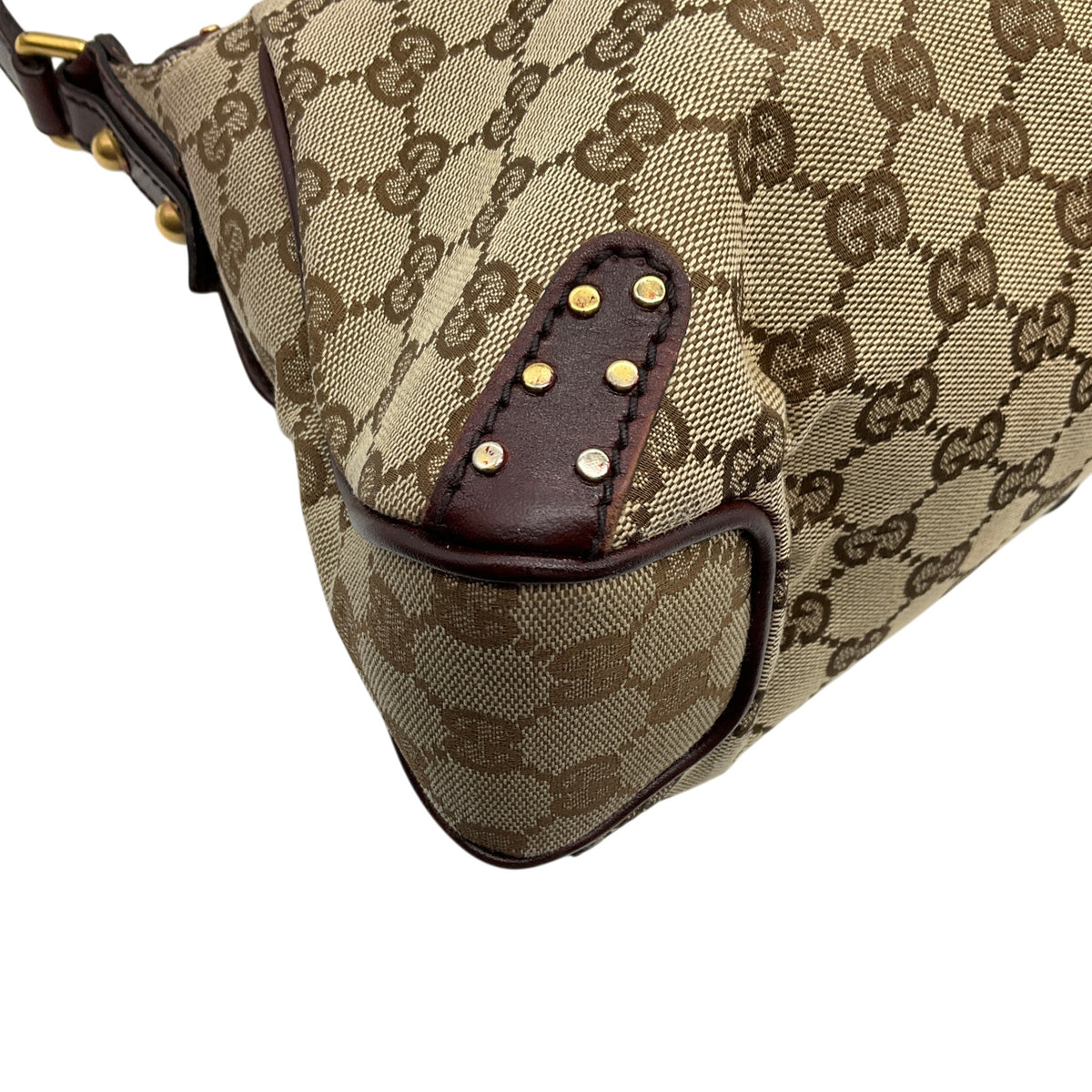 Gucci Burgundy Leather GG Monogram Gold Horsebit Chain Flap Shoulder Bag