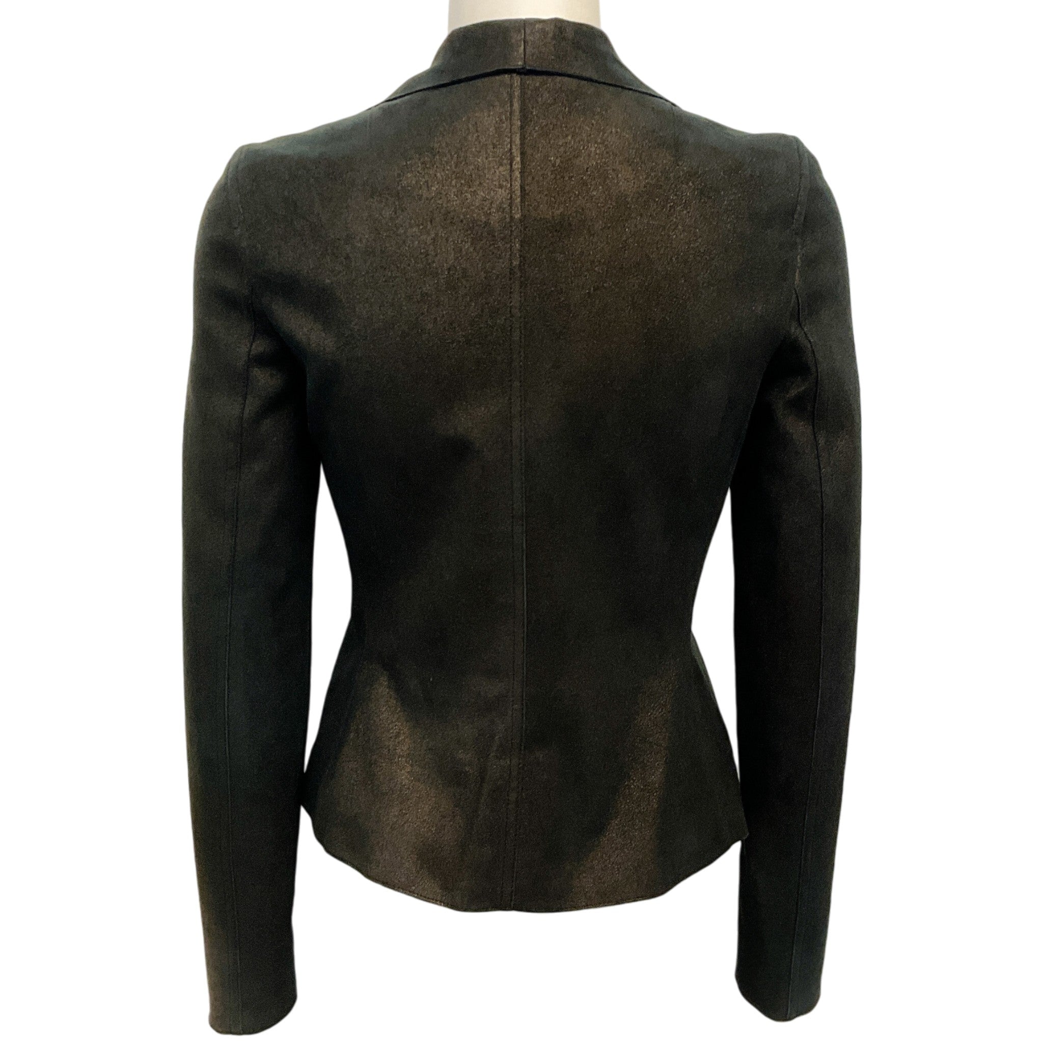 Akris Punto Bronze Metallic Leather Moto Jacket
