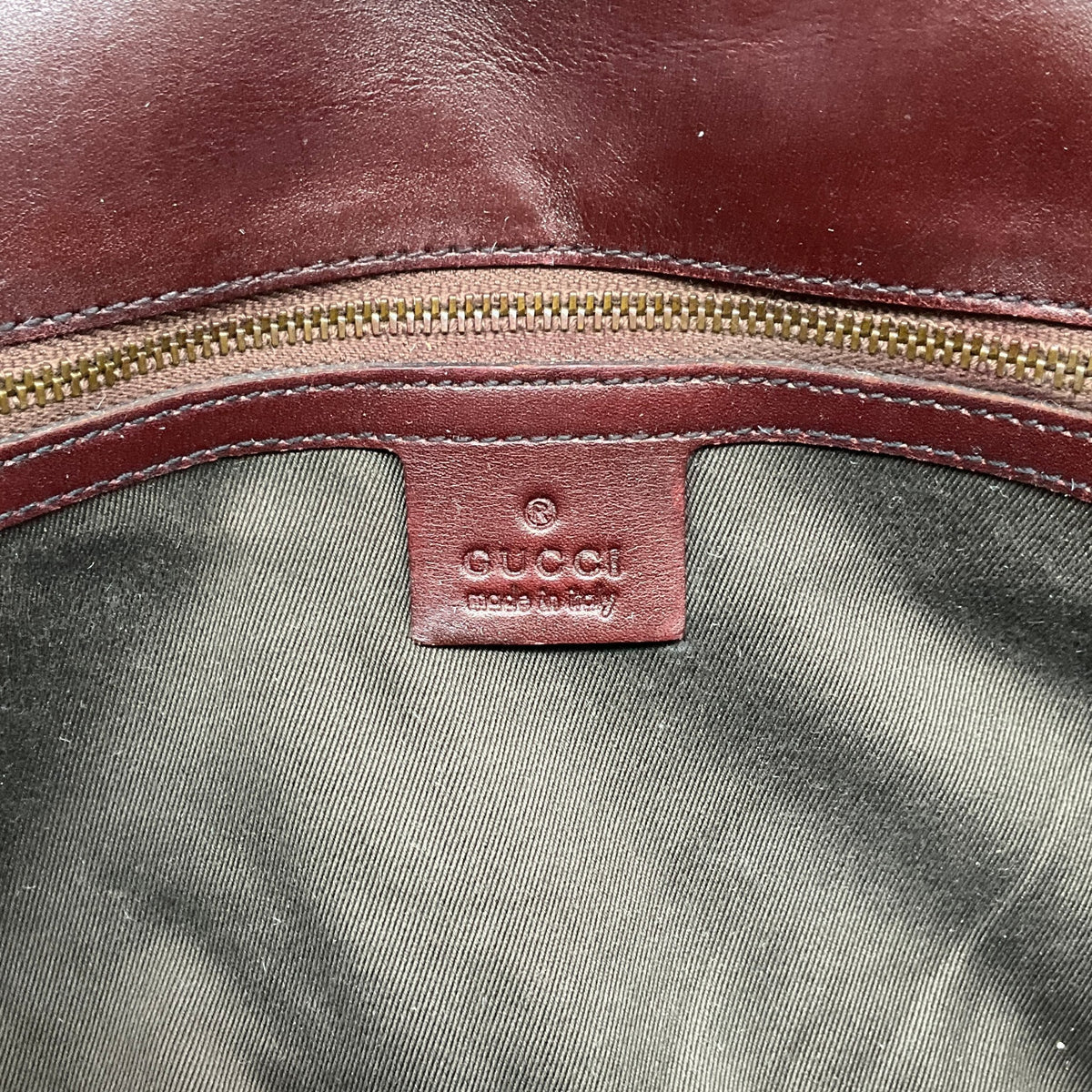 Gucci Burgundy Leather GG Monogram Gold Horsebit Chain Flap Shoulder Bag