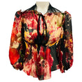 Load image into Gallery viewer, Jean Paul Gaultier Femme Red Multi Printed Silk Chiffon Top
