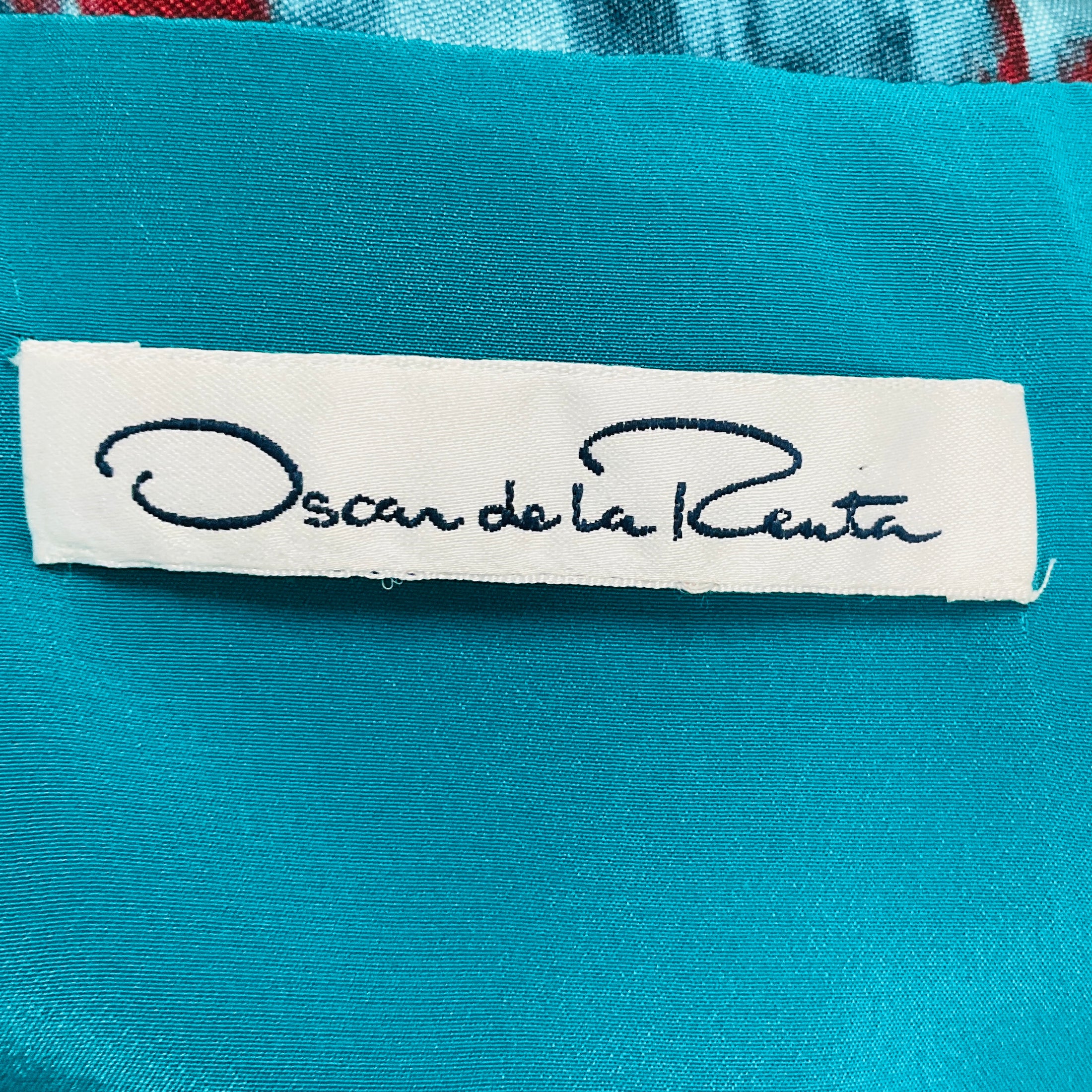 Oscar de la Renta Turquoise / Red Multi Embellished Open Front Jacket