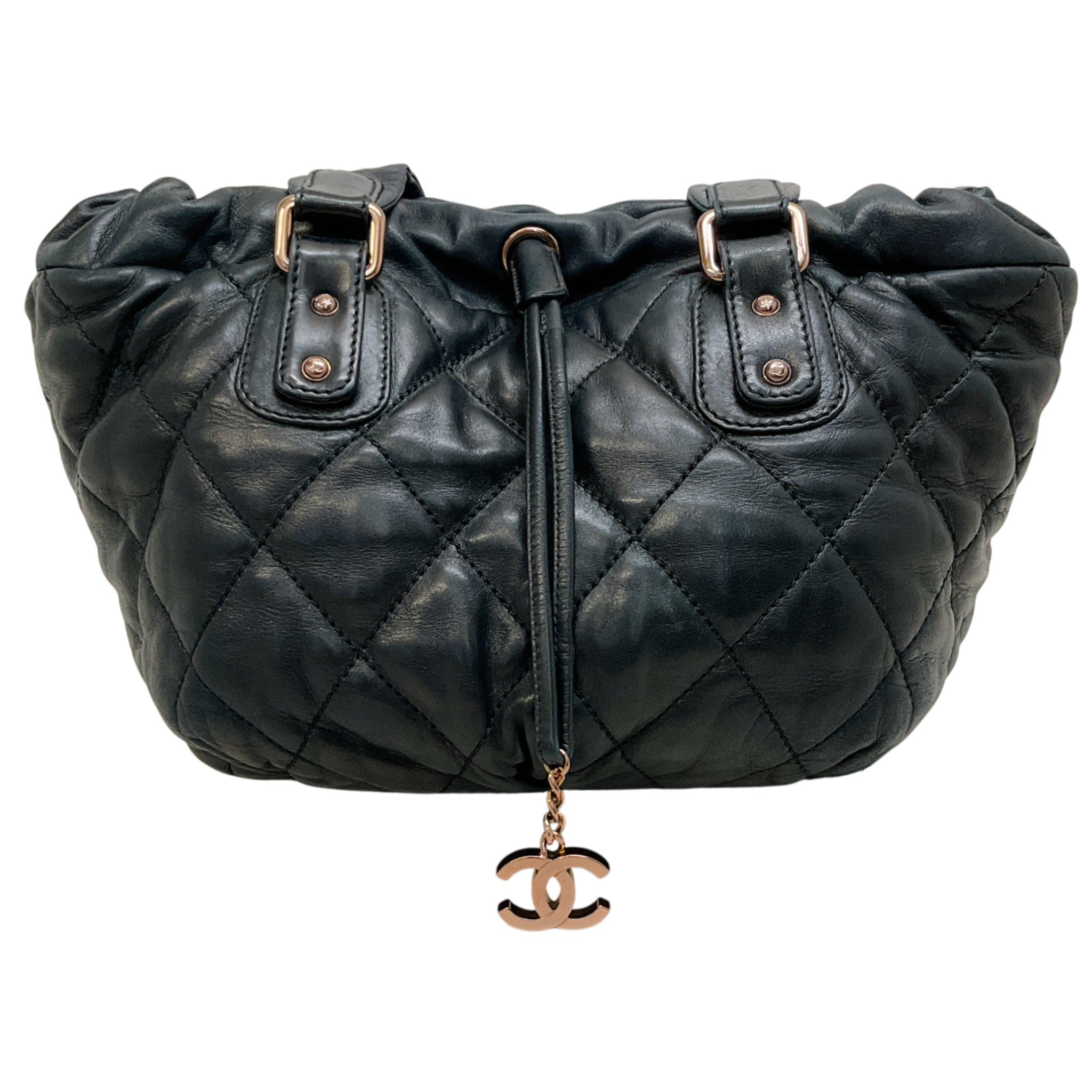 Chanel Vintage 2006 Black Quilted Leather Cloudy Bag