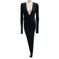 Load image into Gallery viewer, Alexandre Vauthier Navy Blue Crystal Embellished Long Sleeved V-Neck Dress
