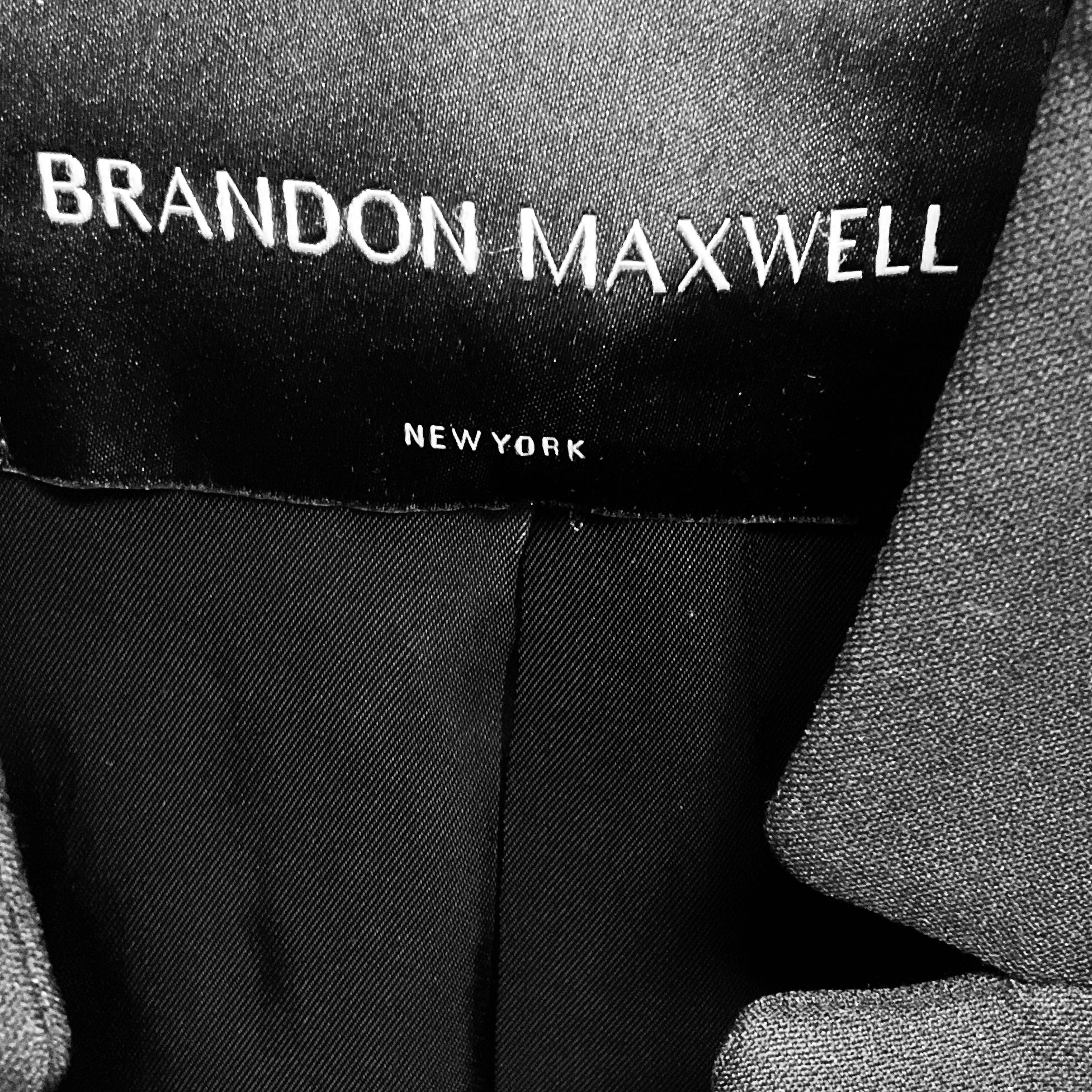 Brandon Maxwell Black Notched Collar One Button Wool and Silk Jacket