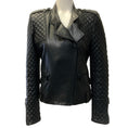 Load image into Gallery viewer, Barbara Bui Black Leather Quilted Sleeve Moto Jacket

