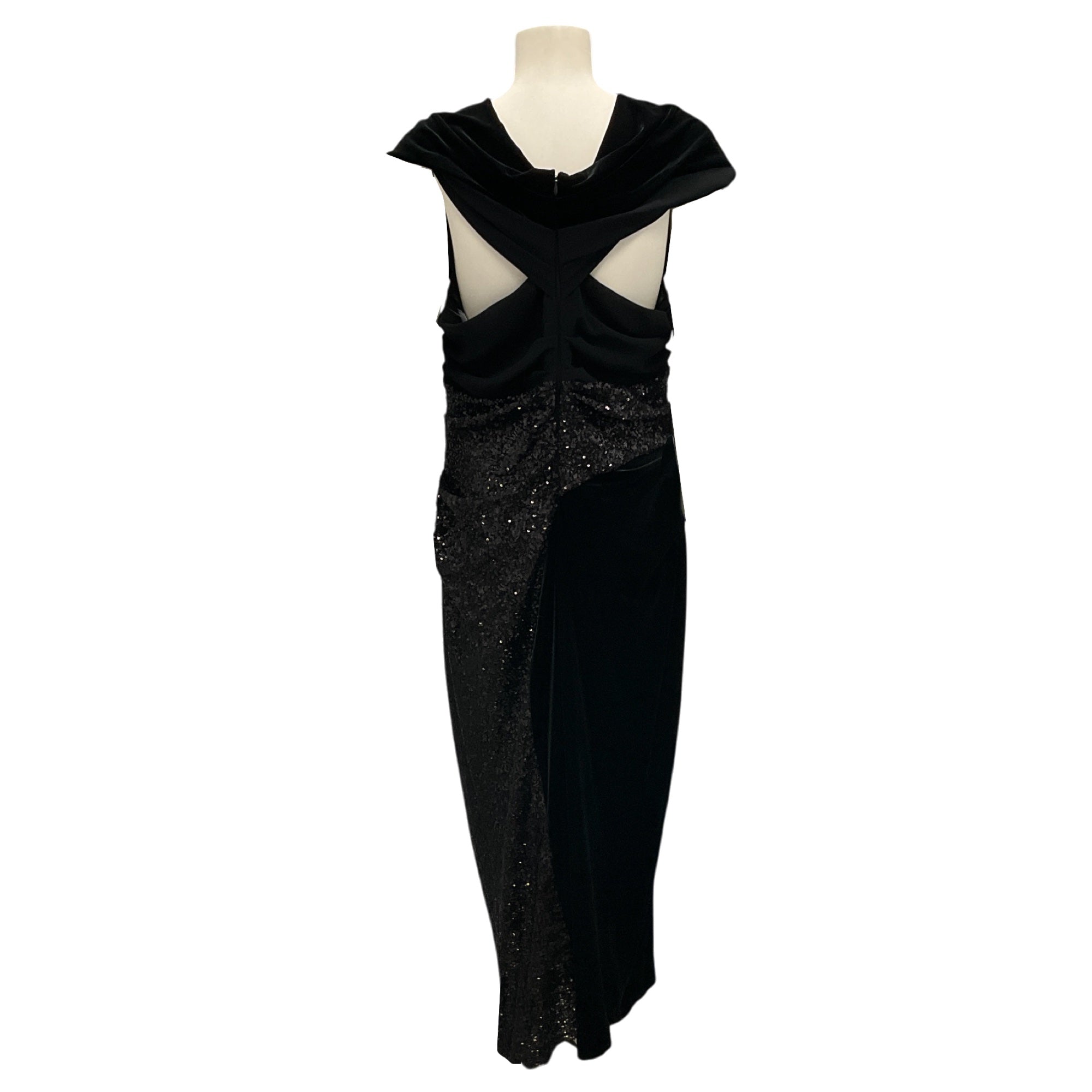 Talbot Runhof Black Sequined Velvet Gown / Formal Dress