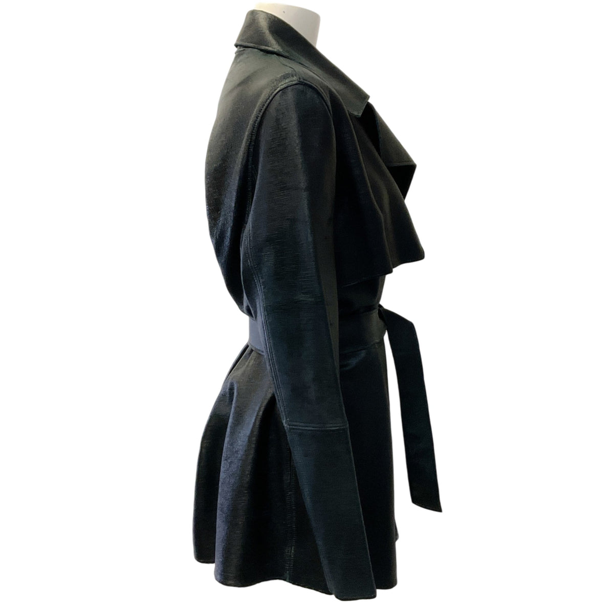 Fleurette Black Metallic Leather Wrap Jacket