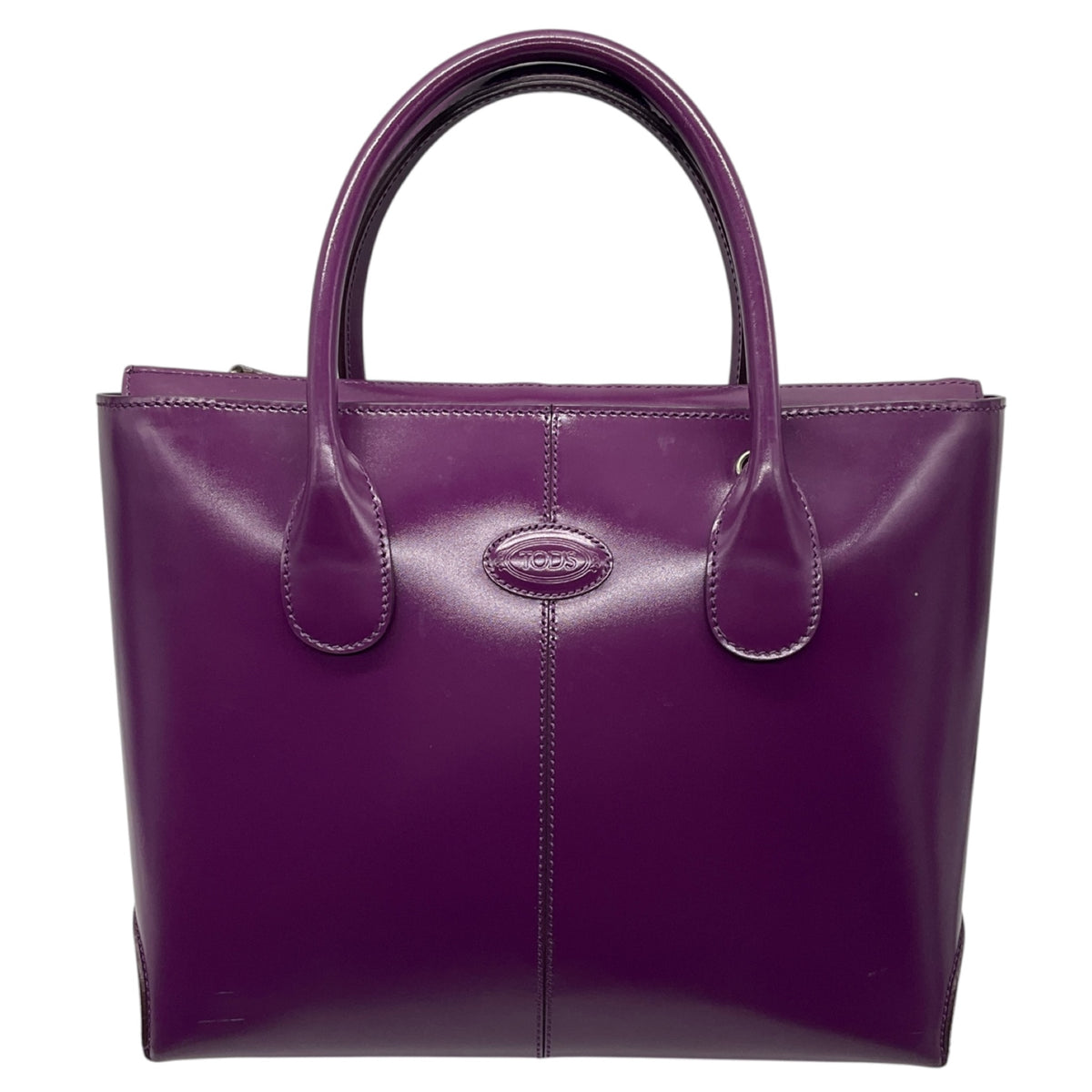 Tod's Purple Shiny Leather Double Top Handle Tote Handbag
