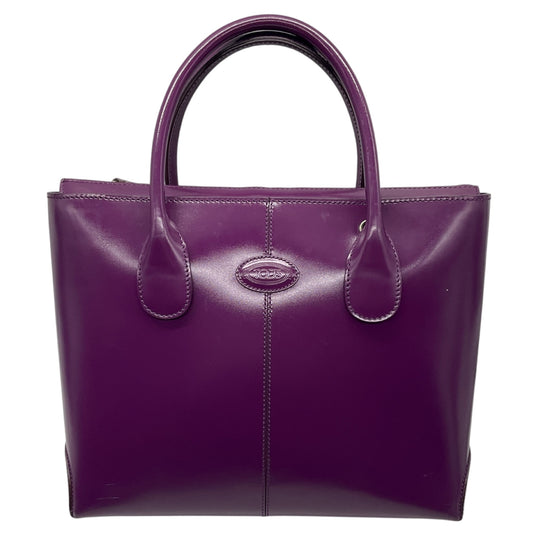 Tod's Purple Shiny Leather Double Top Handle Tote Handbag