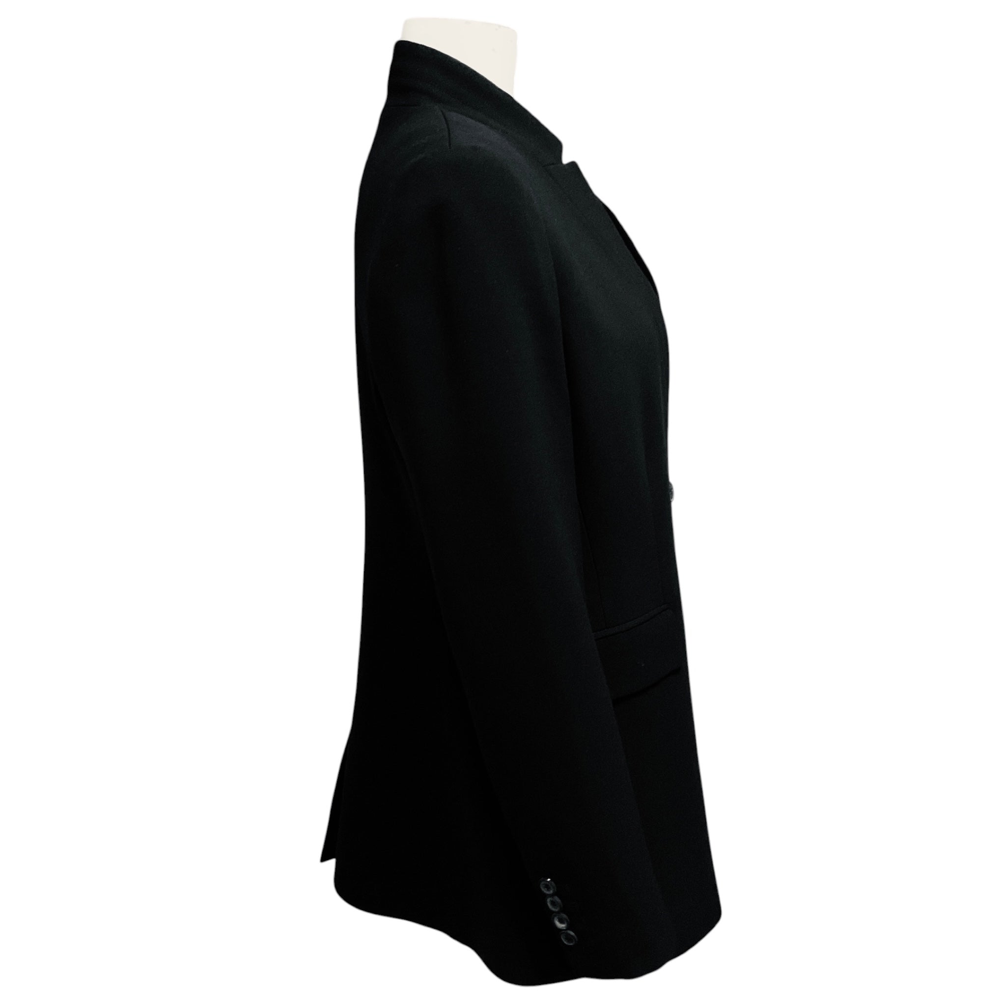 Brandon Maxwell Black Notched Collar One Button Wool and Silk Jacket