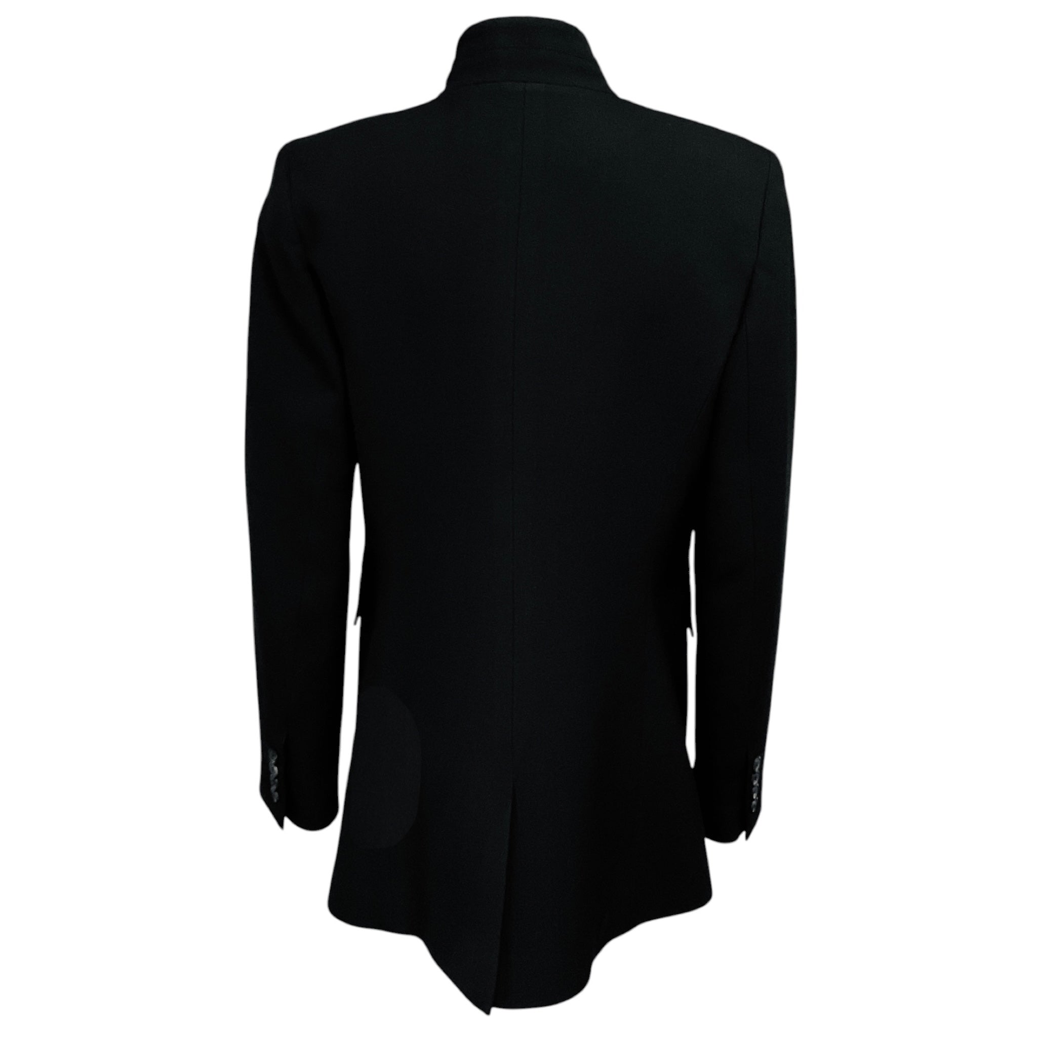 Brandon Maxwell Black Notched Collar One Button Wool and Silk Jacket