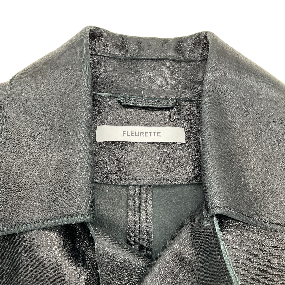 Fleurette Black Metallic Leather Wrap Jacket
