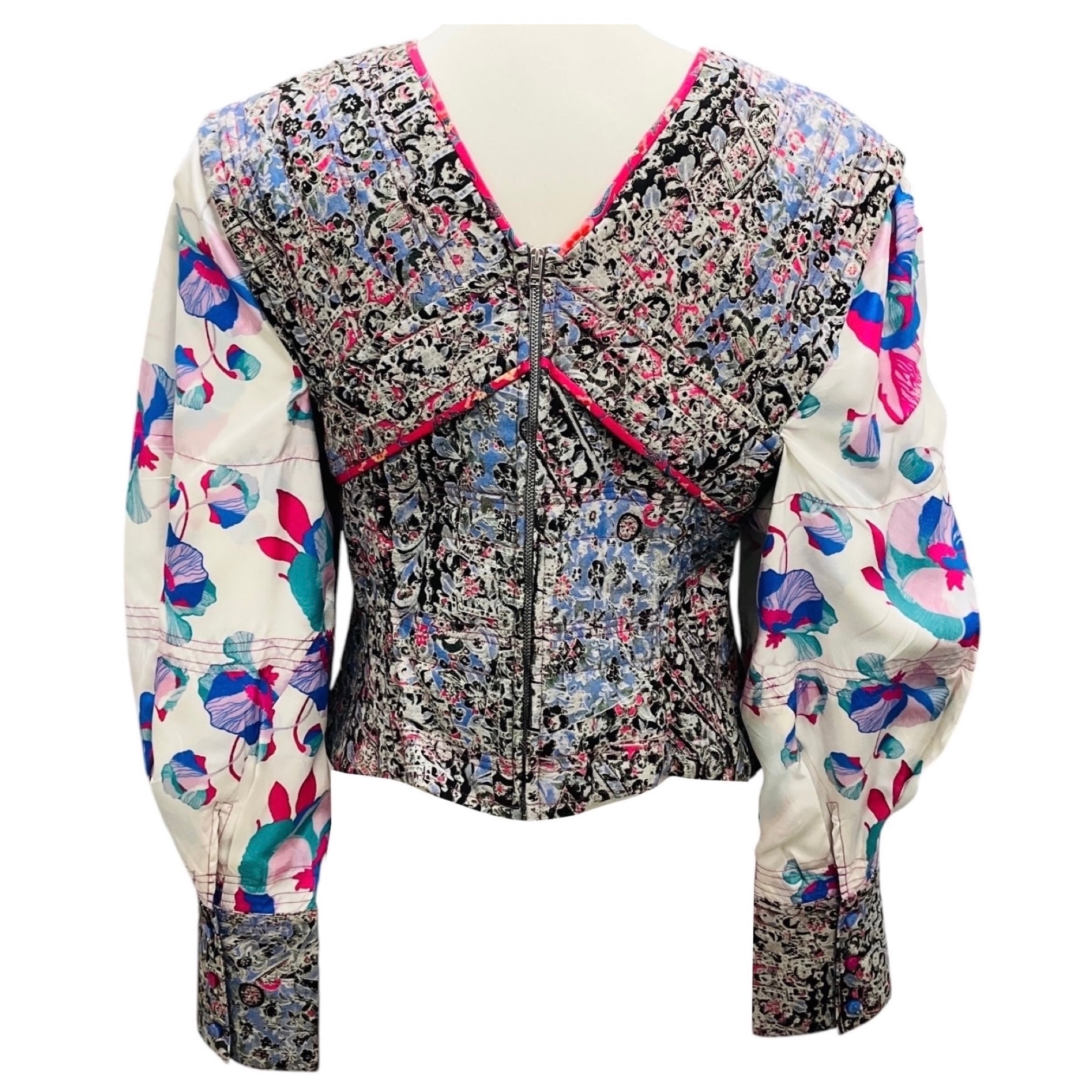 Isabel Marant Blue Multi Faxinalia Floral Printed Cropped Top