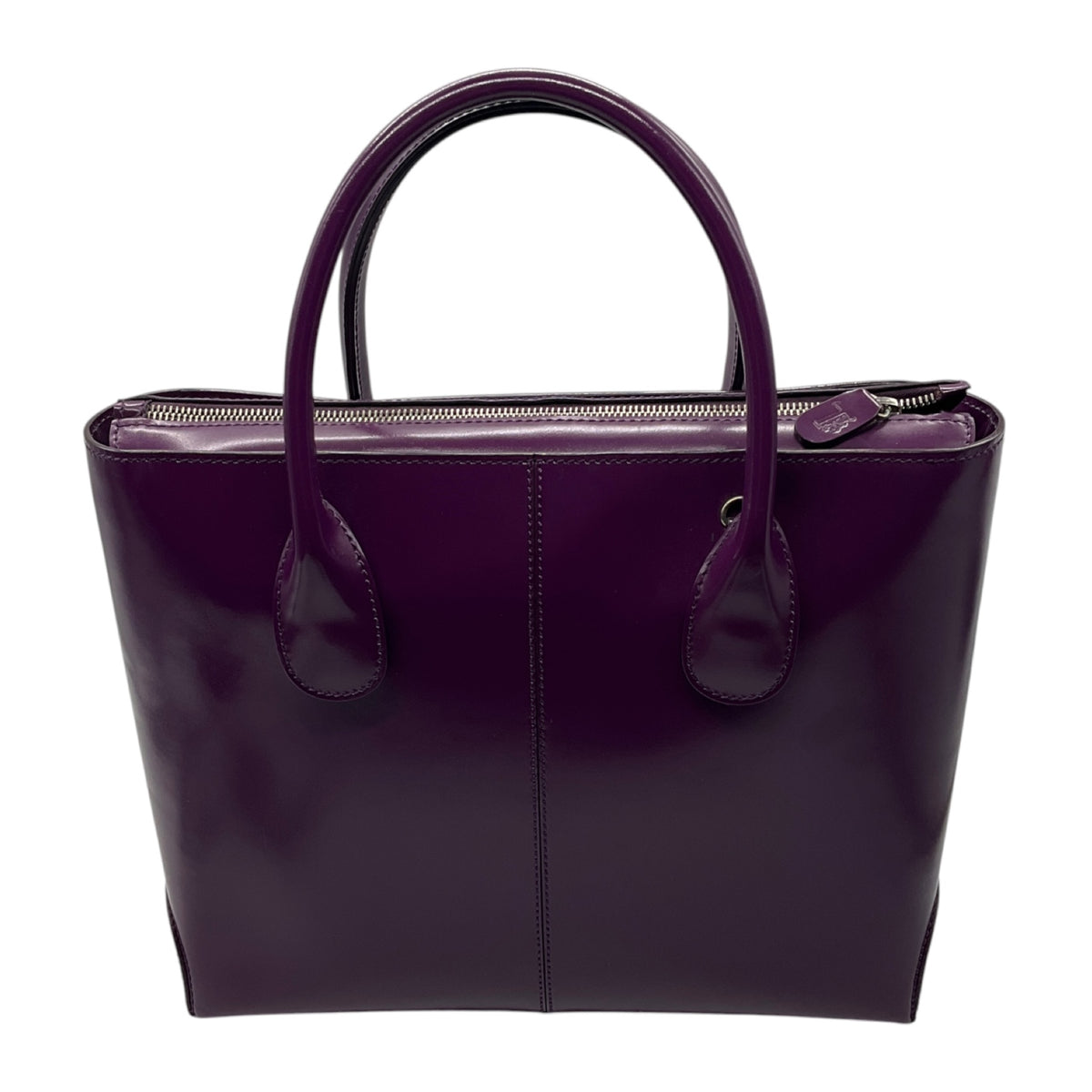 Tod's Purple Shiny Leather Double Top Handle Tote Handbag
