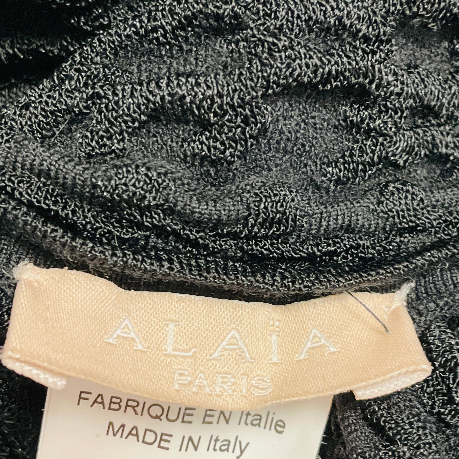 Alaia Black Sleeveless Pleated Shimmer Knit Flared Dress