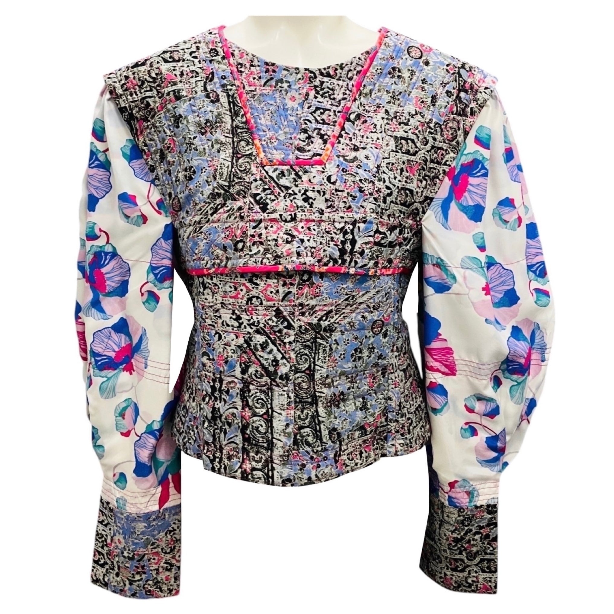 Isabel Marant Blue Multi Faxinalia Floral Printed Cropped Top