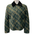 Load image into Gallery viewer, Burberry Green / Black Corduroy Trimmed Quilted Checked Cotton Twill Jacket
