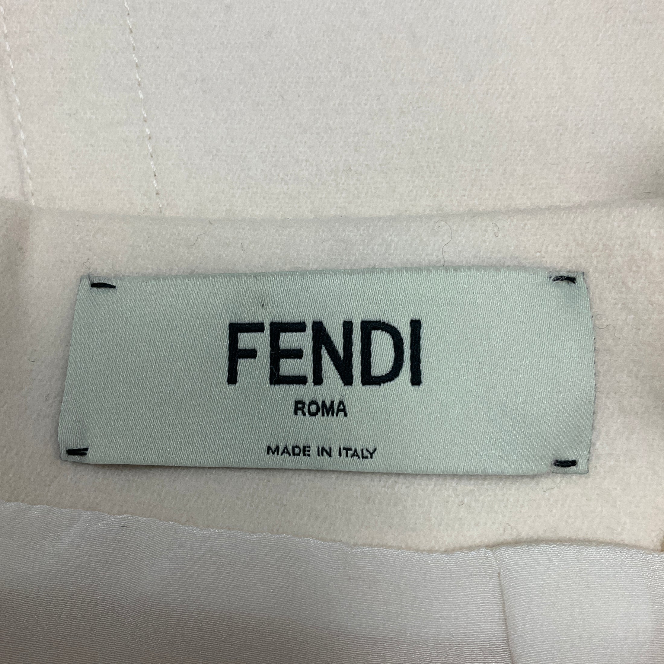 Fendi Ivory Structured Wool Skirt