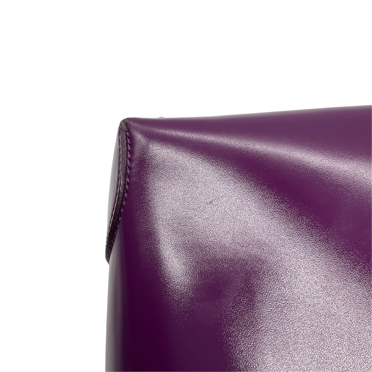 Tod's Purple Shiny Leather Double Top Handle Tote Handbag