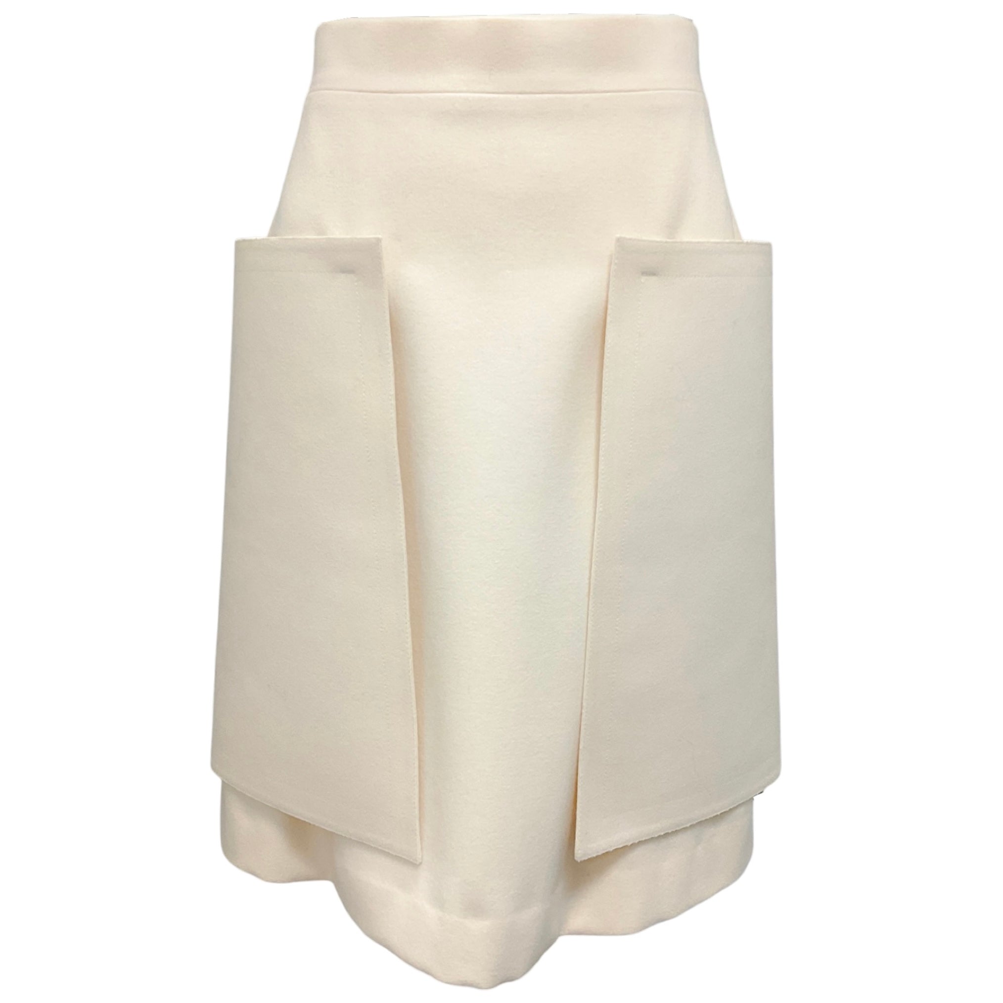 Fendi Ivory Structured Wool Skirt