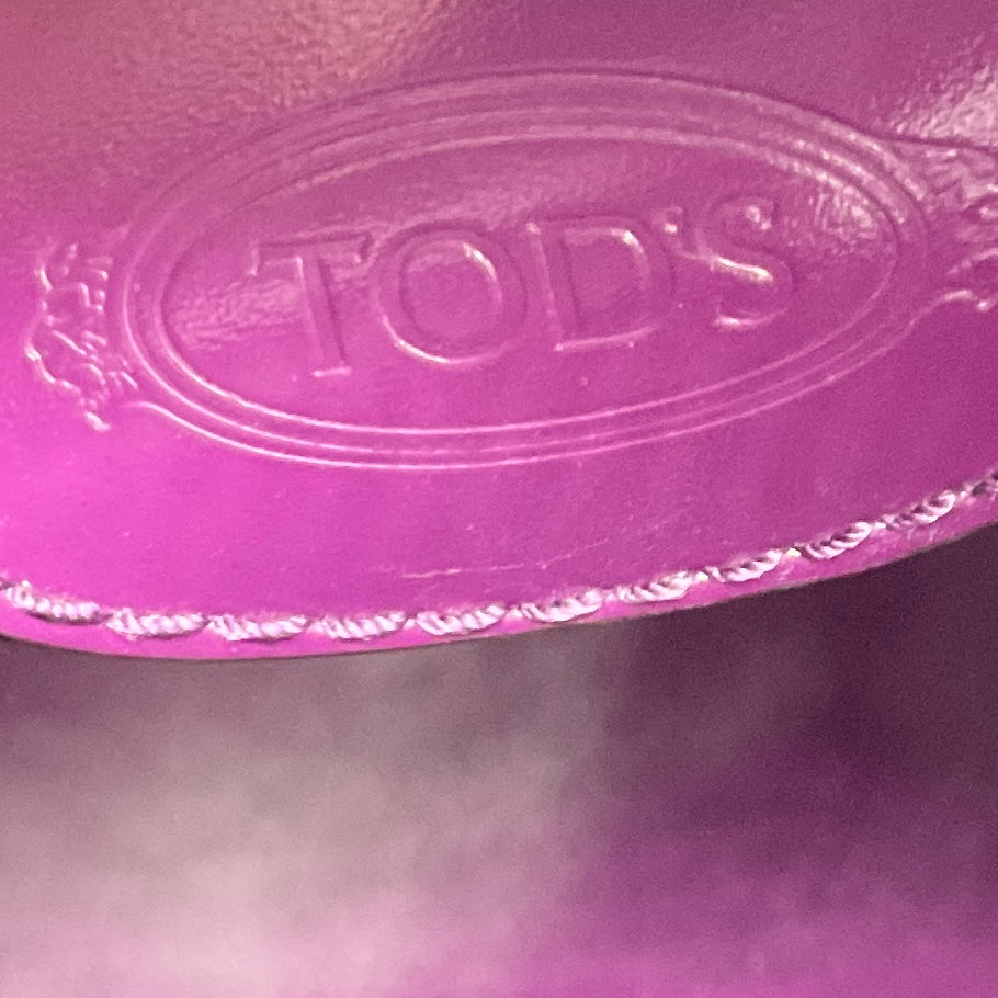 Tod's Purple Shiny Leather Double Top Handle Tote Handbag