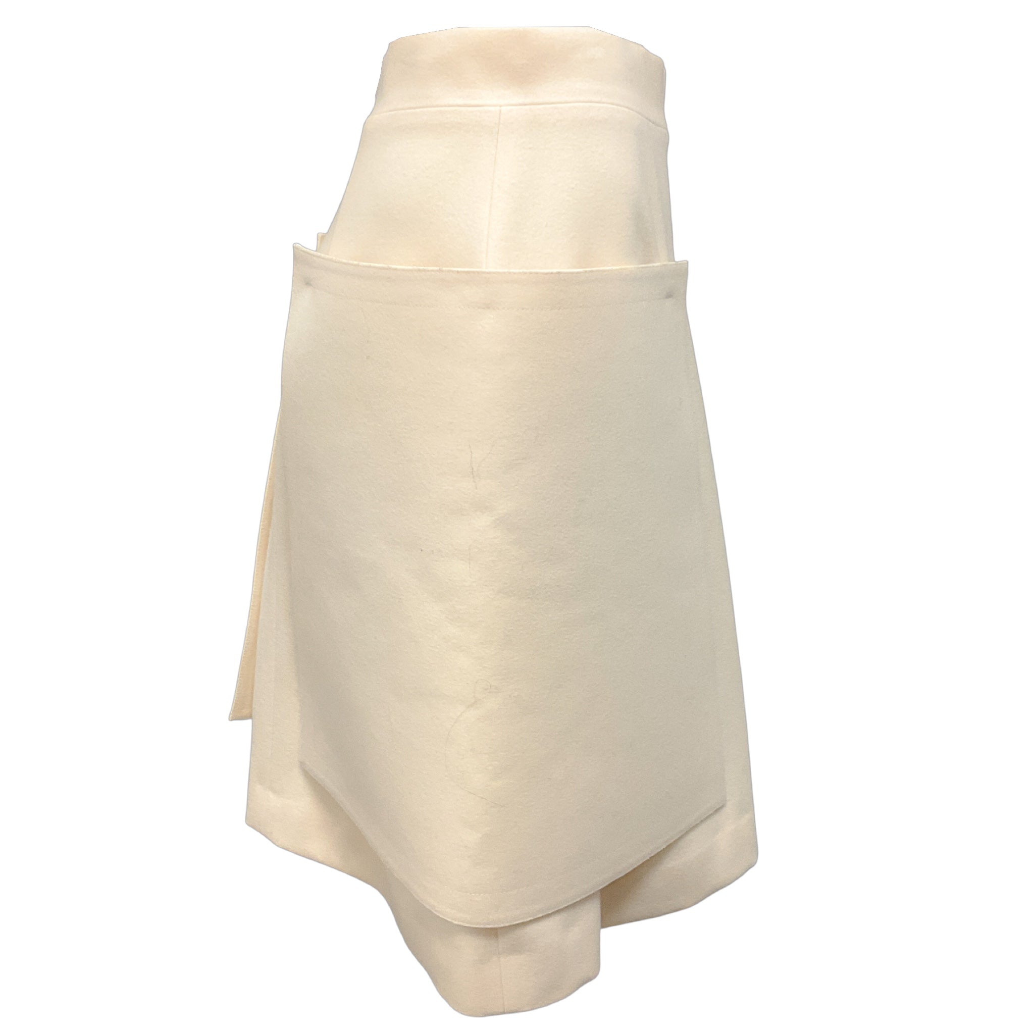 Fendi Ivory Structured Wool Skirt