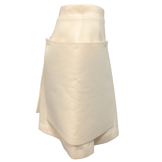 Fendi Ivory Structured Wool Skirt