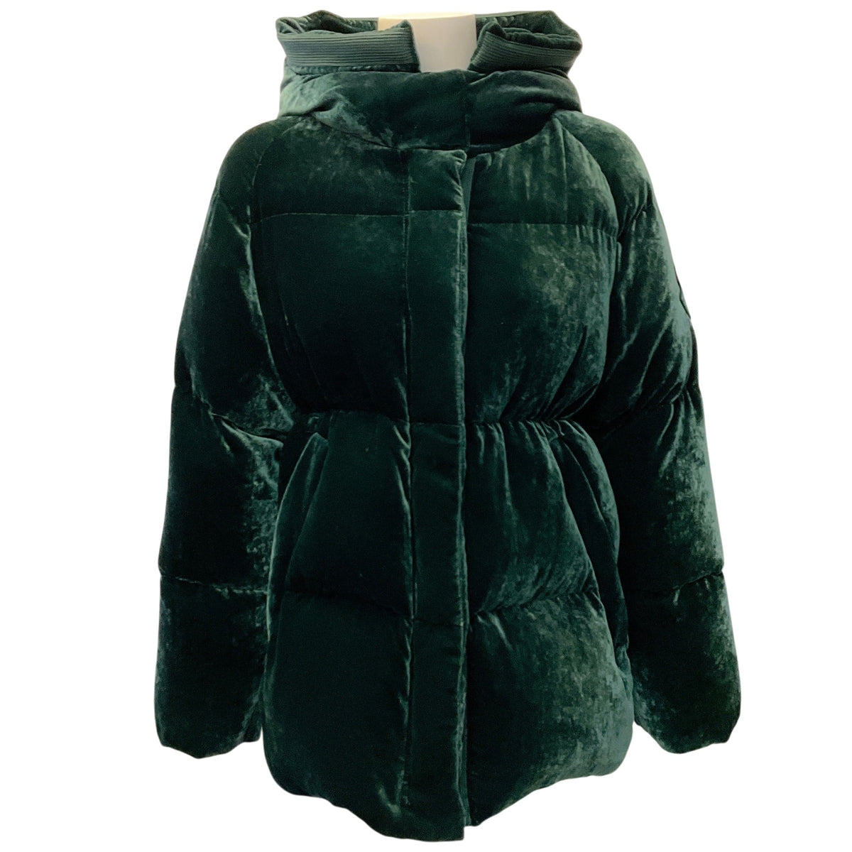 Moncler Green Velvet Puffer Coat
