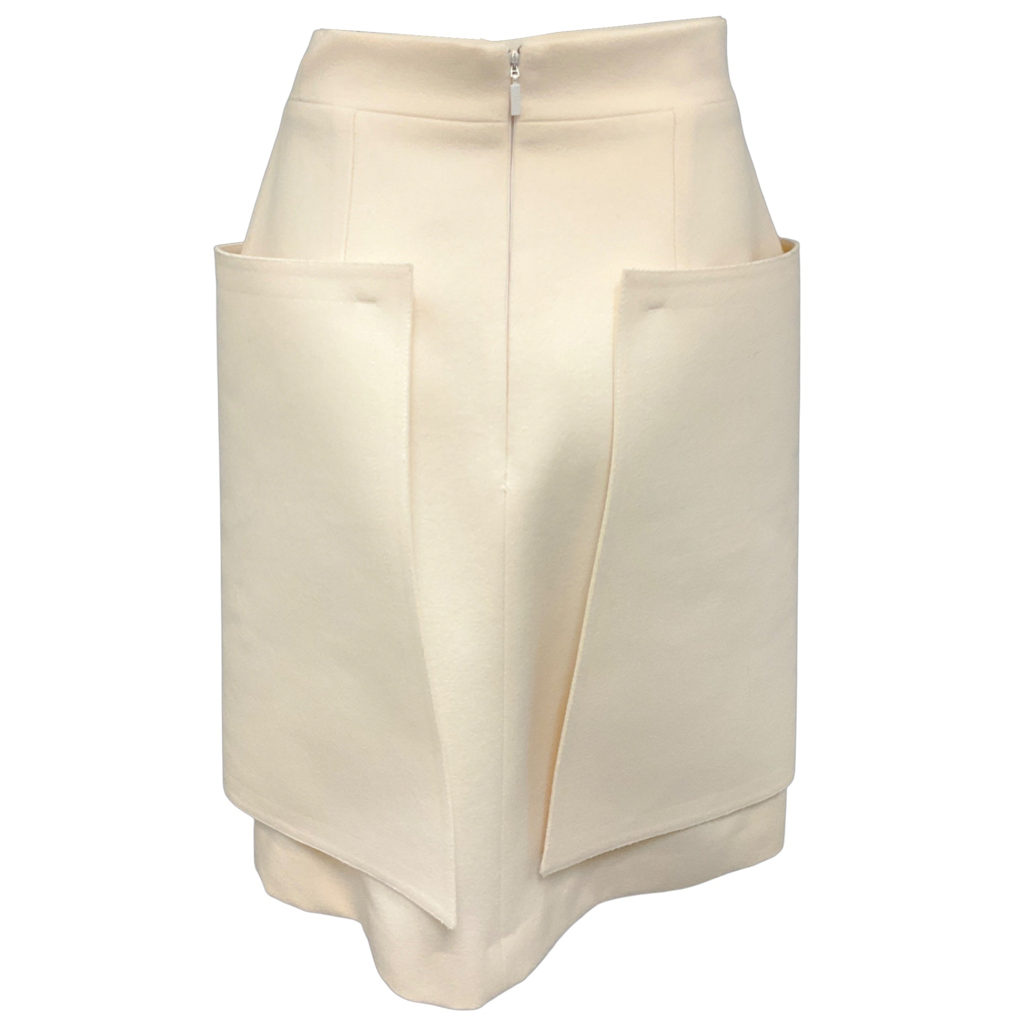 Fendi Ivory Structured Wool Skirt