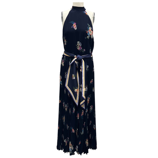 Zimmermann Navy Multi Pleated Floral Maxi Dress