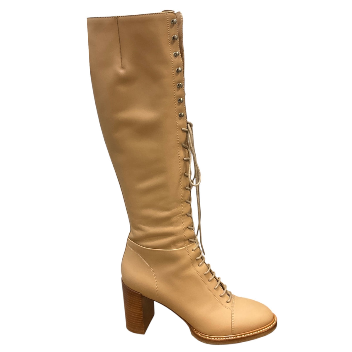 Gabriela Hearst Beige Leather Pat 75 Knee High Boots