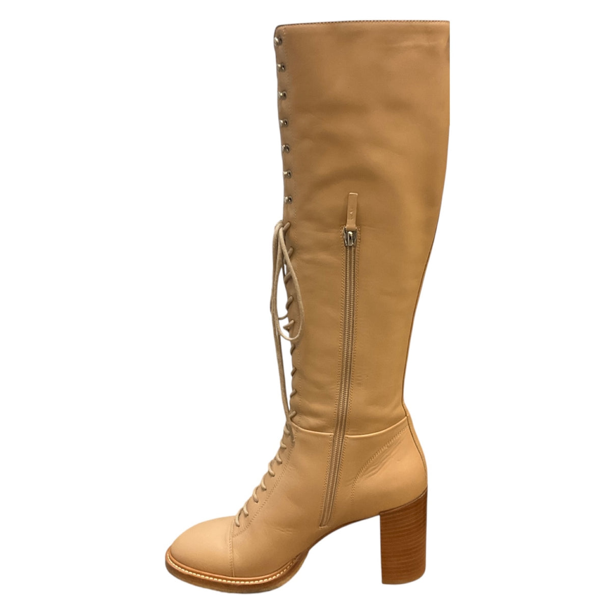 Gabriela Hearst Beige Leather Pat 75 Knee High Boots