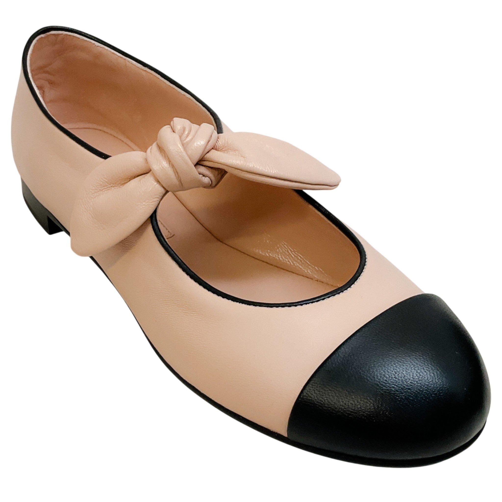 Chanel 2024 Beige / Black Cap Toe Mary Jane Flats
