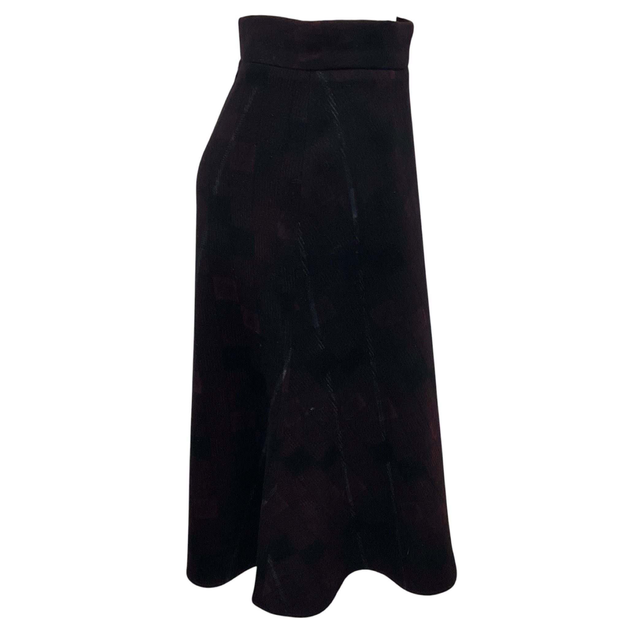 Yohji Yamamoto Noir Black / Burgundy Wool Midi Skirt