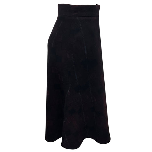 Yohji Yamamoto Noir Black / Burgundy Wool Midi Skirt