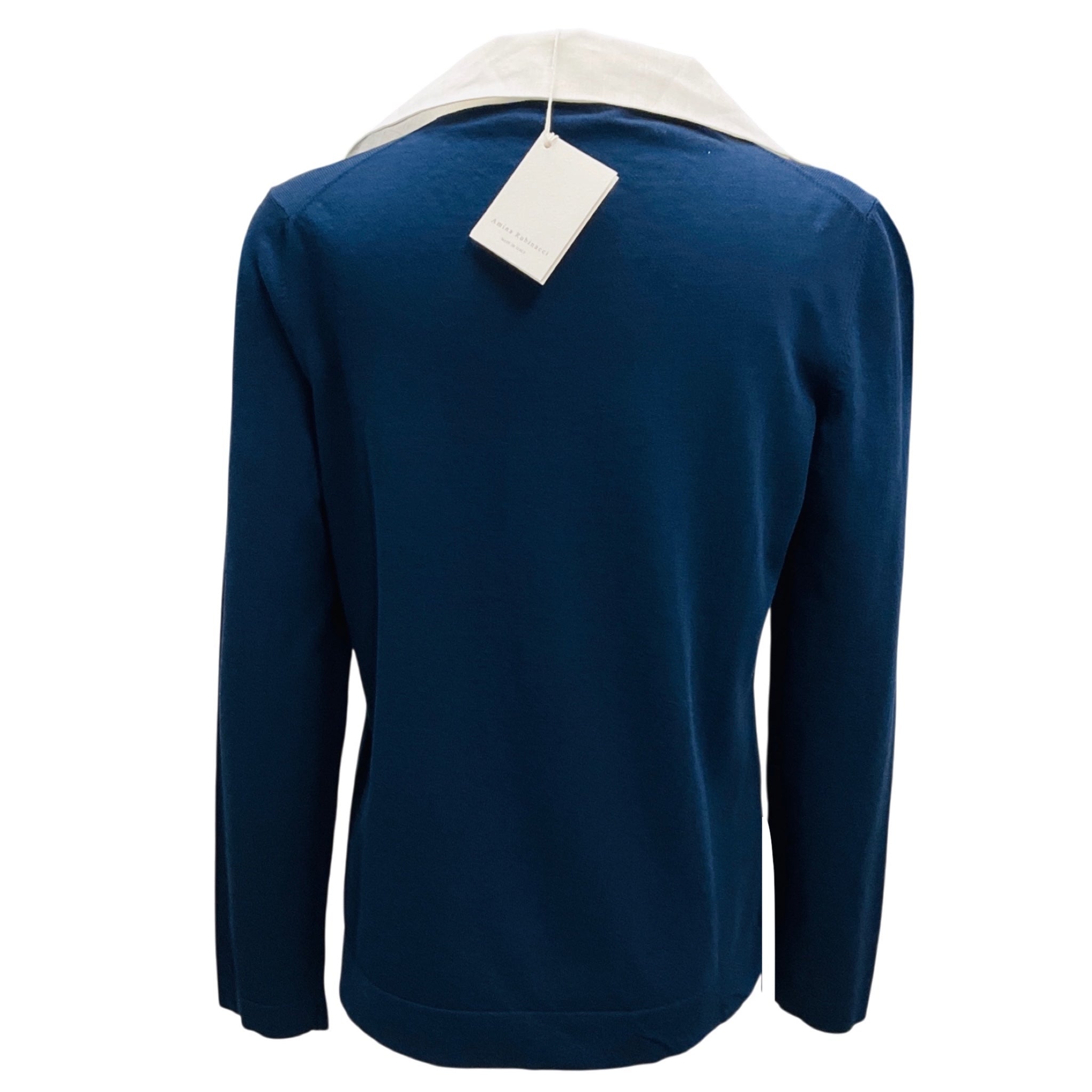 Amina Rubinacci British Blue Linen and Cotton Knit Trillo Top