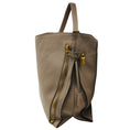Load image into Gallery viewer, Tom Ford Taupe / Gold Zipper Detail Pebbled Leather Tote Bag
