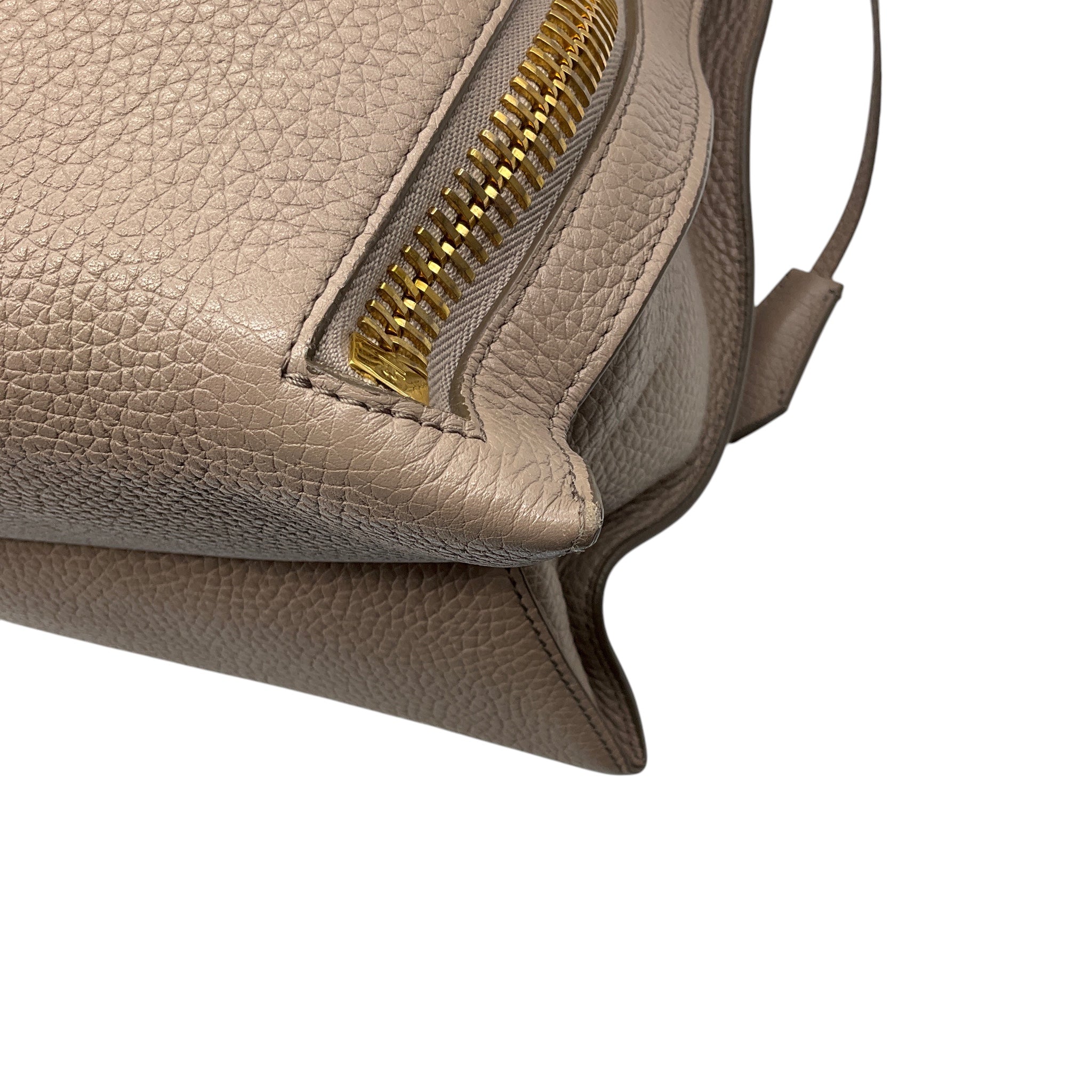 Tom Ford Taupe / Gold Zipper Detail Pebbled Leather Tote Bag