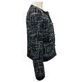 Load image into Gallery viewer, Rebecca Vallance Black / Blue Sequin Trim Button Front Tweed Jacket
