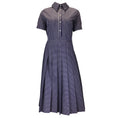 Load image into Gallery viewer, Duncan Blue / White Striped Short Sleeved Button-Front Cotton Midi Dress
