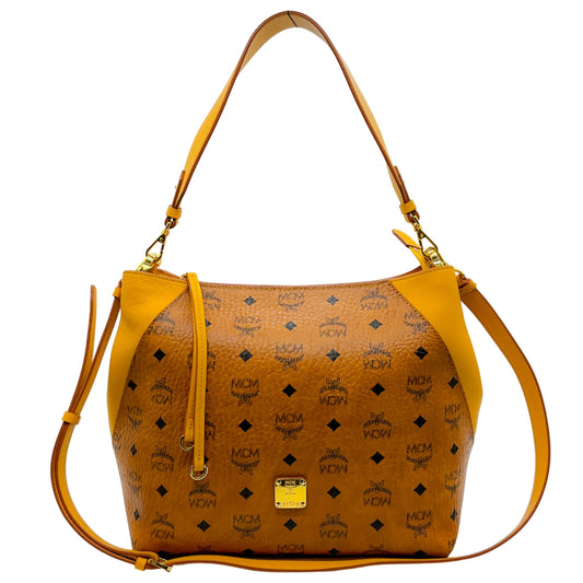 MCM Visetos Cognac Yellow Medium Klara Hobo
