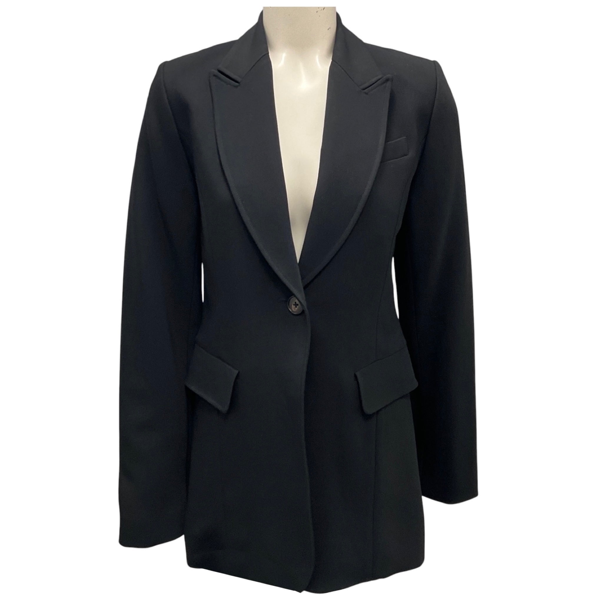 Co Black Classic One Button Long Blazer
