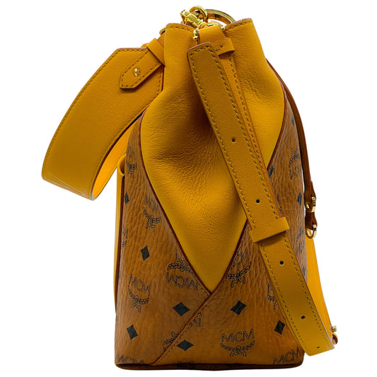MCM Visetos Cognac Yellow Medium Klara Hobo