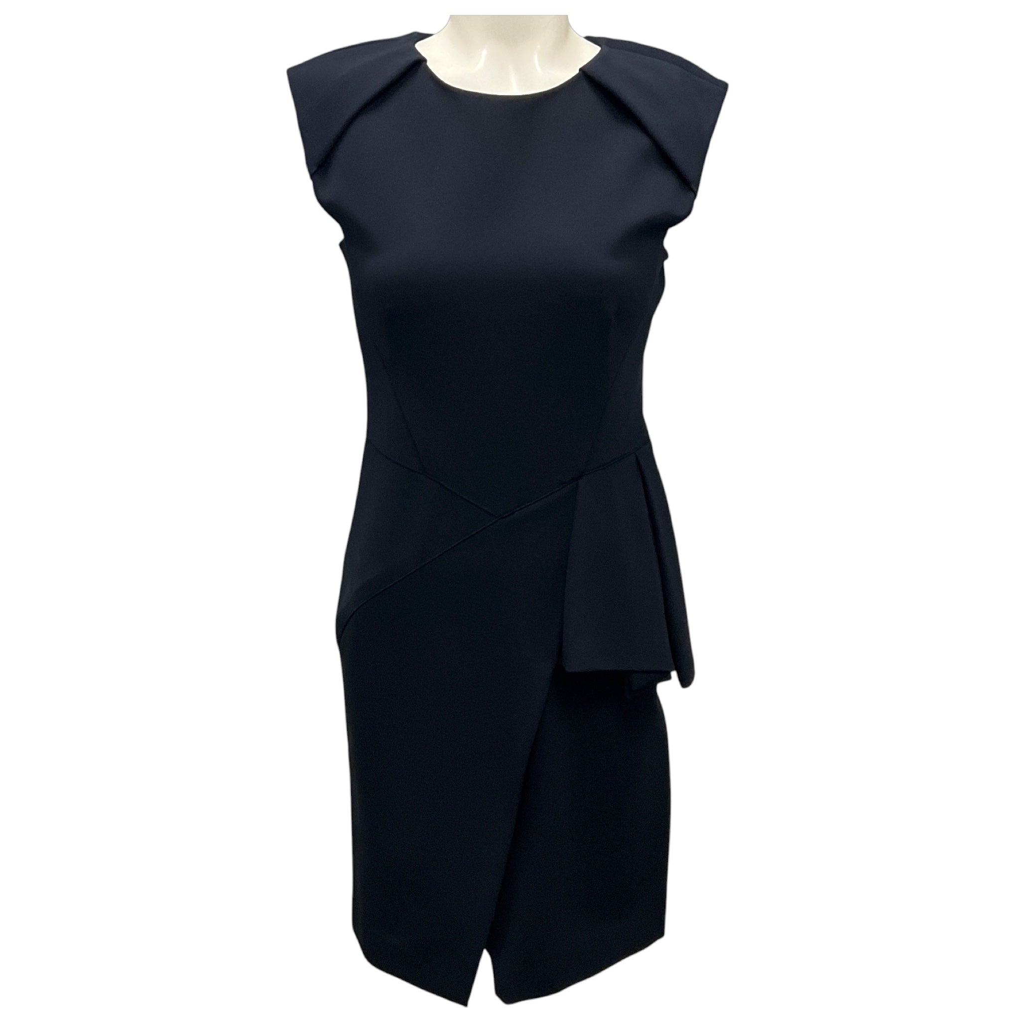 J. Mendel Navy Blue Viscose Stretch Peplum Cocktail Dress