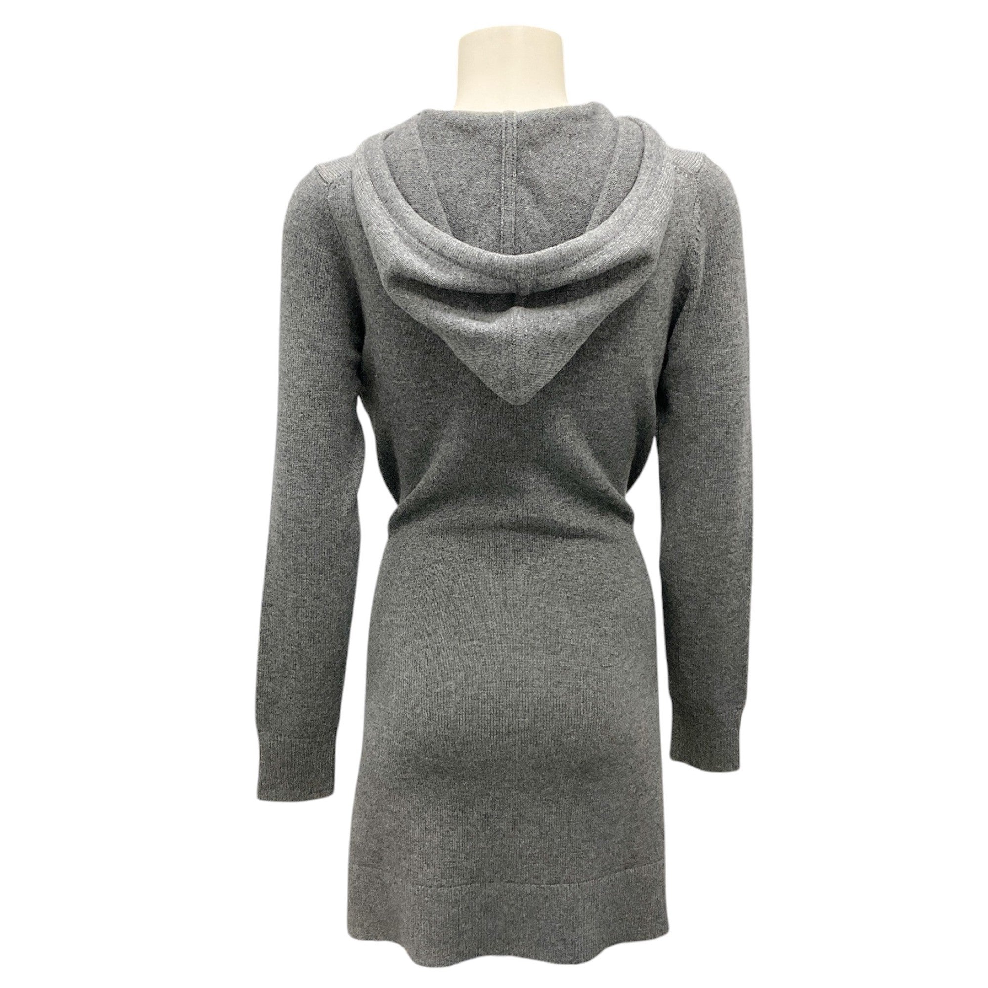 Michael Kors Collection Banker Mel Grey Hooded Tie-Waist High-Low Cashmere Knit Sweater