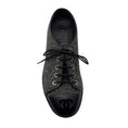 Load image into Gallery viewer, Chanel Charcoal Grey / Black Tweed and Lambskin Leather CC Logo Cap Toe Low Top Sneakers
